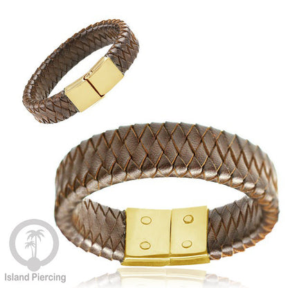 Gelang Tangan Kulit dan Kuningan buatan pakai tangan dari bahan berkualitas