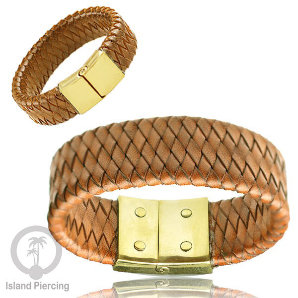 Gelang Tangan Kulit dan Kuningan buatan pakai tangan dari bahan berkualitas