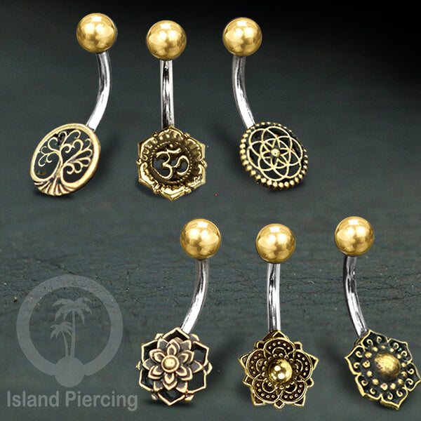 Anting Pusar/Navel Bar Piercing Jewelry Stainless dan Kuningan