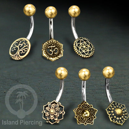 Anting Pusar/Navel Bar Piercing Jewelry Stainless dan Kuningan