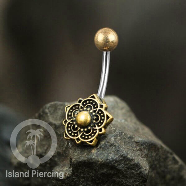 Anting Pusar/Navel Bar Piercing Jewelry Stainless dan Kuningan