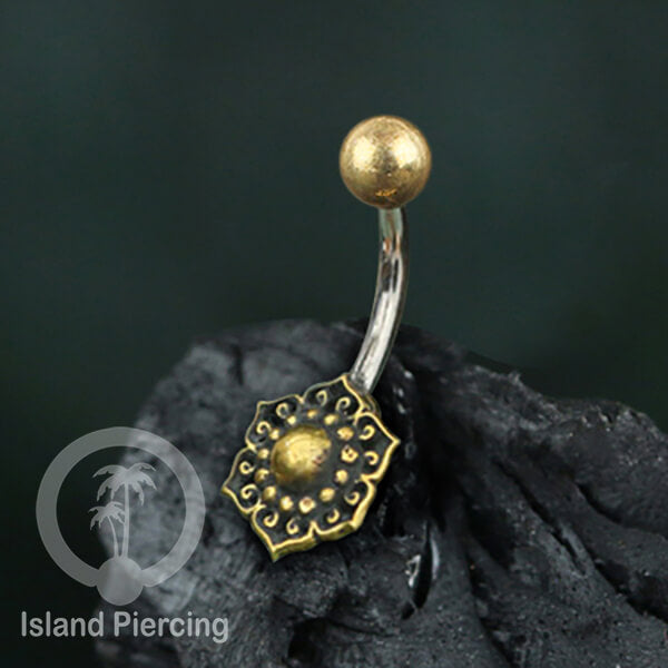 Anting Pusar/Navel Bar Piercing Jewelry Stainless dan Kuningan