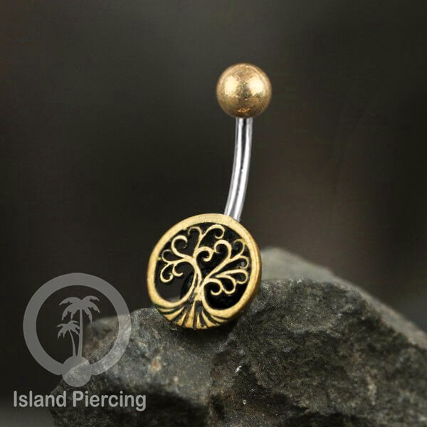 Anting Pusar/Navel Bar Piercing Jewelry Stainless dan Kuningan