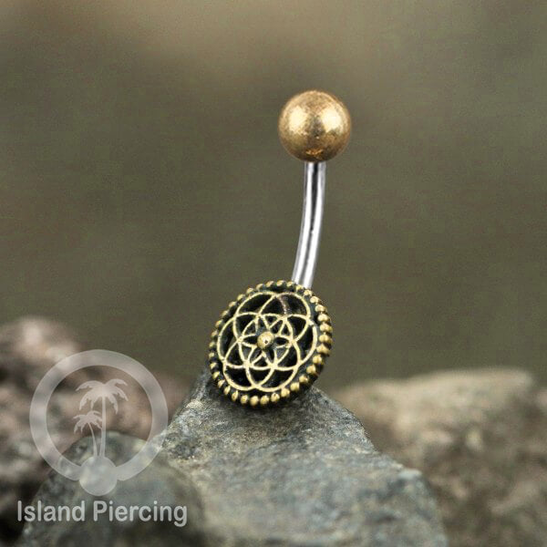 Anting Pusar/Navel Bar Piercing Jewelry Stainless dan Kuningan
