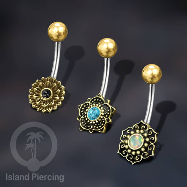 Anting Pusar/Navel Bar Piercing Jewelry Batu Kecil