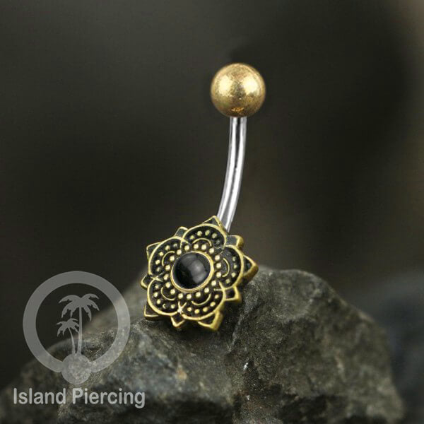 Anting Pusar/Navel Bar Piercing Jewelry Batu Kecil