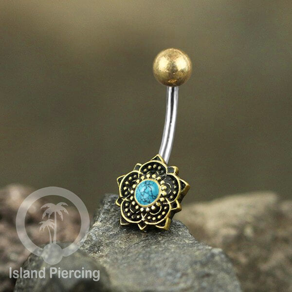 Anting Pusar/Navel Bar Piercing Jewelry Batu Kecil