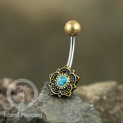 Anting Pusar/Navel Bar Piercing Jewelry Batu Kecil
