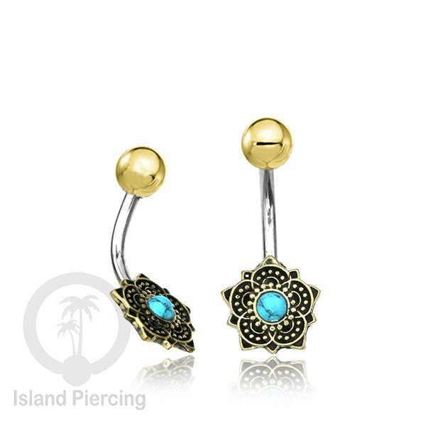 Anting Pusar/Navel Bar Piercing Jewelry Batu Kecil