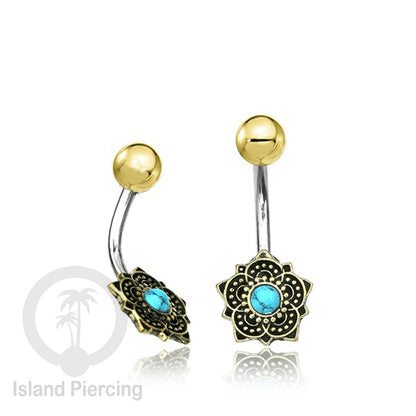 Anting Pusar/Navel Bar Piercing Jewelry Batu Kecil