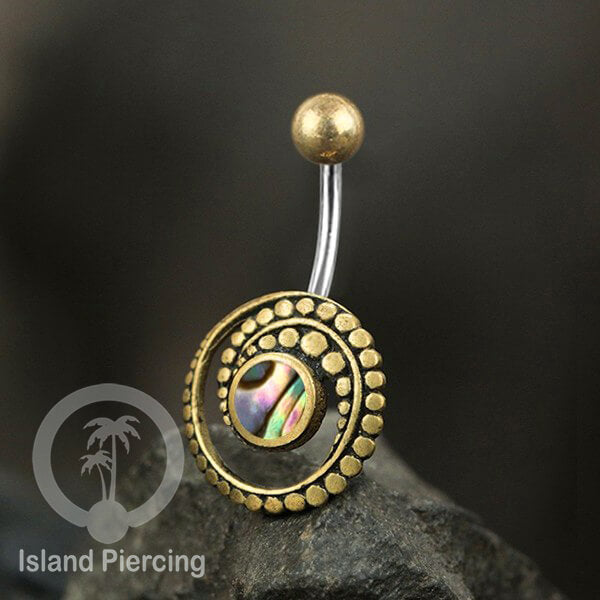 Anting Pusar/Navel Bar Piercing Jewelry dengan kerang laut