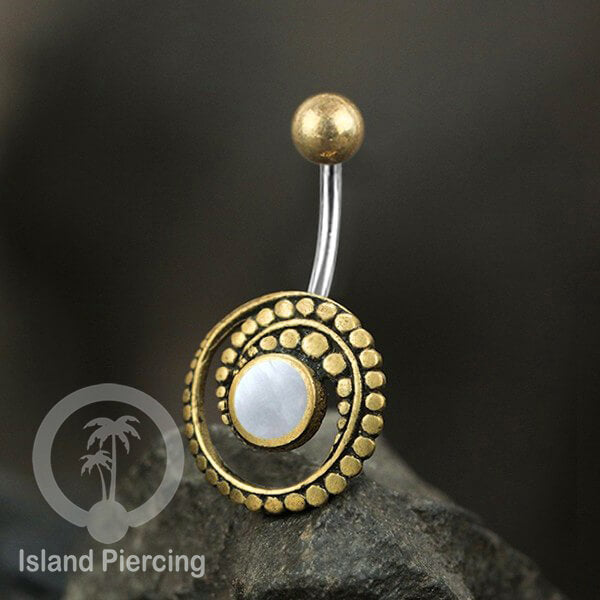 Anting Pusar/Navel Bar Piercing Jewelry dengan kerang laut