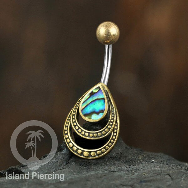 Anting Pusar/Navel Bar Piercing Jewelry dengan kerang laut