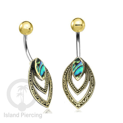 Anting Pusar/Navel Bar Piercing Jewelry Kerang Laut Asli