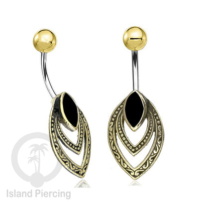 Anting Pusar/Navel Bar Piercing Jewelry Kerang Laut Asli