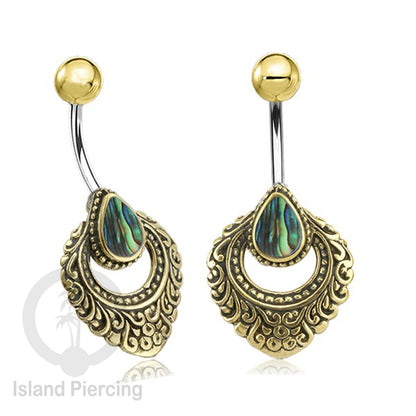 Anting Pusar/Navel Bar Piercing Jewelry Kerang Laut Asli