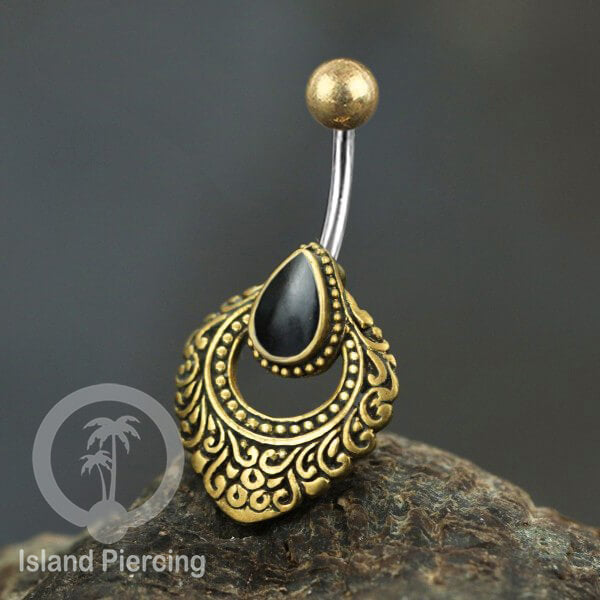 Anting Pusar/Navel Bar Piercing Jewelry Kerang Laut Asli