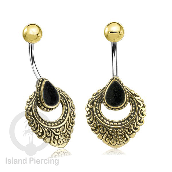Anting Pusar/Navel Bar Piercing Jewelry Kerang Laut Asli