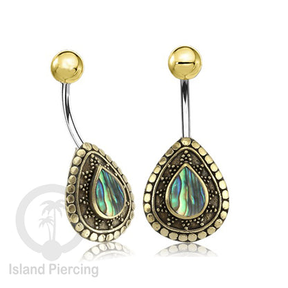Anting Pusar/Navel Bar Piercing Jewelry Kerang Laut Asli