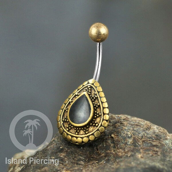 Anting Pusar/Navel Bar Piercing Jewelry Kerang Laut Asli