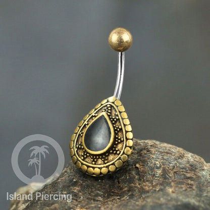 Anting Pusar/Navel Bar Piercing Jewelry Kerang Laut Asli