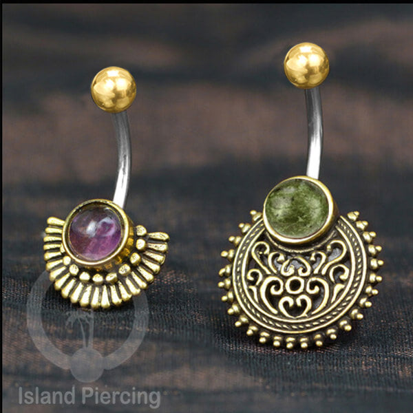 Anting Pusar/Navel Bar Piercing Jewelry Batu semi Murni