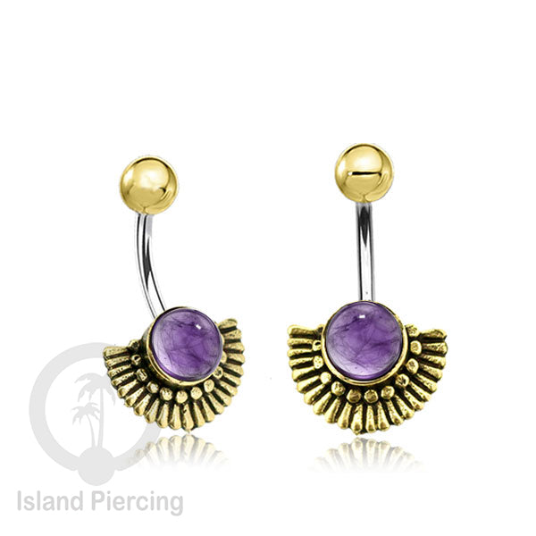 Anting Pusar/Navel Bar Piercing Jewelry Batu semi Murni