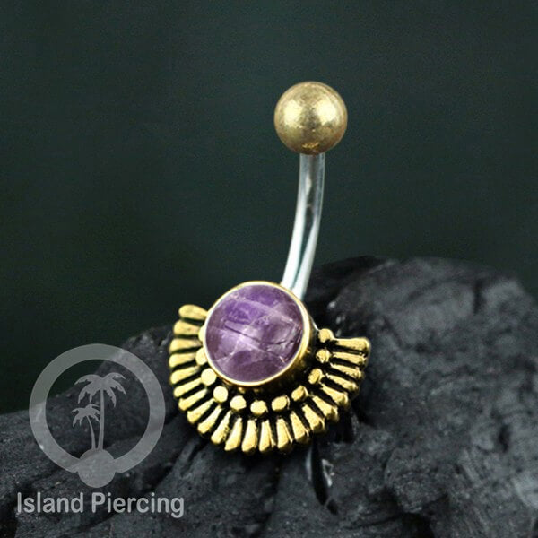 Anting Pusar/Navel Bar Piercing Jewelry Batu semi Murni