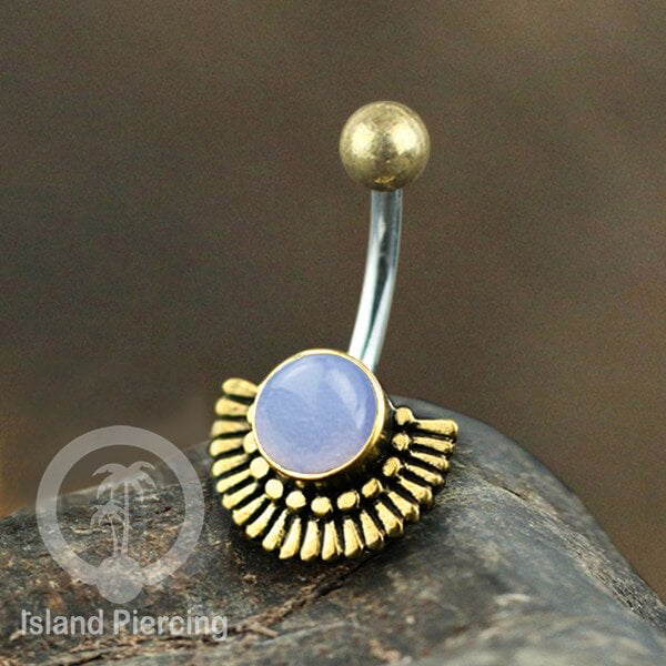 Anting Pusar/Navel Bar Piercing Jewelry Batu semi Murni