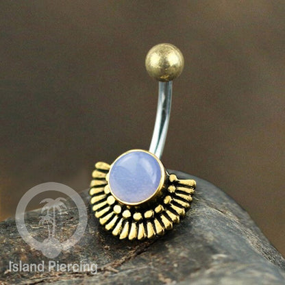 Anting Pusar/Navel Bar Piercing Jewelry Batu semi Murni