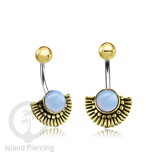 Anting Pusar/Navel Bar Piercing Jewelry Batu semi Murni