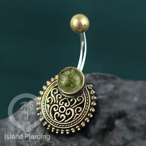 Anting Pusar/Navel Bar Piercing Jewelry Batu semi Murni