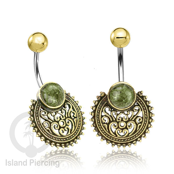 Anting Pusar/Navel Bar Piercing Jewelry Batu semi Murni