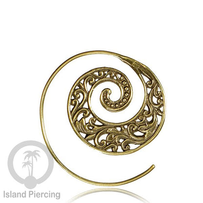 Anting Tindik Kuningan Motif Tribal ukuran lubang telinga biasa. Brass Tribal Piercing