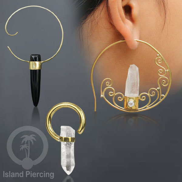 Tindik Kuningan dengan Kristal &amp; Batu, Brass Kristal Body Jewelry