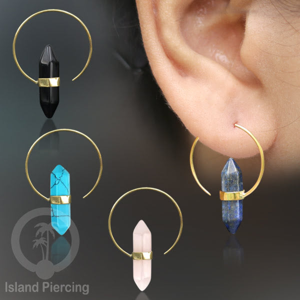 Piercing Kuningan dengan Batu asli, untuk lubang normal Brass with Stone Body Jewelry