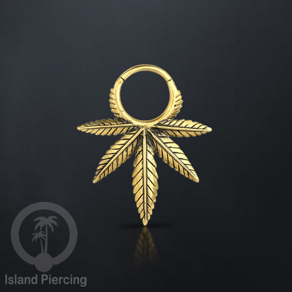 Tindik Ear-clicker Kuningan, motif Ganja, Jamur, Gurita dan Lebah. Brass Body Piercing Jewelry