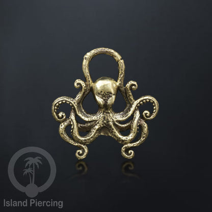 Tindik Ear-clicker Kuningan, motif Ganja, Jamur, Gurita dan Lebah. Brass Body Piercing Jewelry