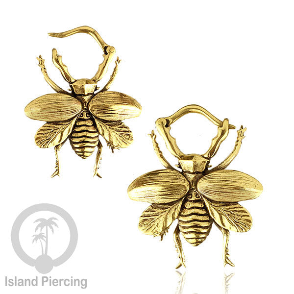 Tindik Ear-clicker Kuningan, motif Ganja, Jamur, Gurita dan Lebah. Brass Body Piercing Jewelry