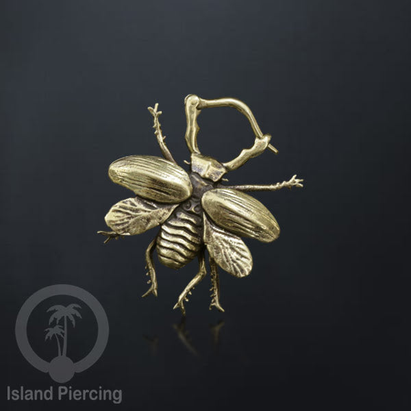 Tindik Ear-clicker Kuningan, motif Ganja, Jamur, Gurita dan Lebah. Brass Body Piercing Jewelry