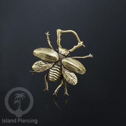 Tindik Ear-clicker Kuningan, motif Ganja, Jamur, Gurita dan Lebah. Brass Body Piercing Jewelry
