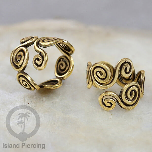 Cin-cin Kuningan motif etnik Brass finger Rings Ethnic style