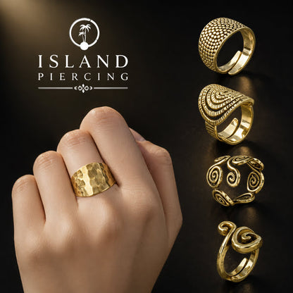 Cin-cin Kuningan motif etnik Brass finger Rings Ethnic style