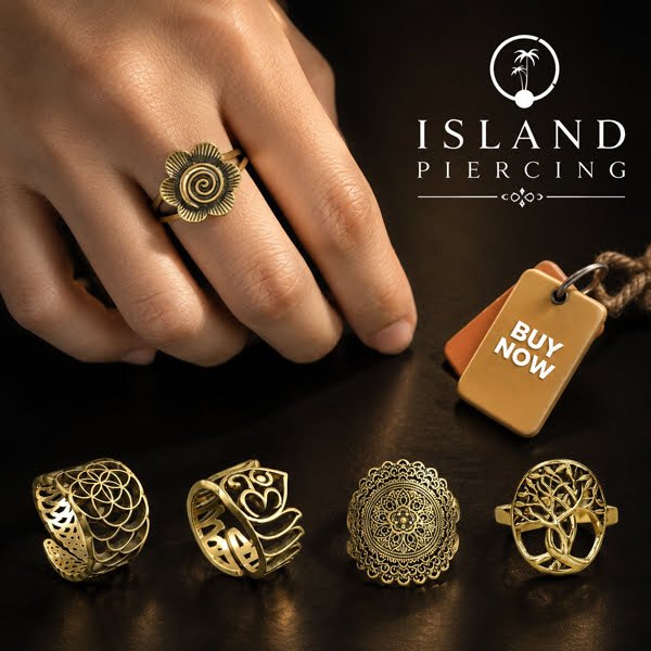 Cin-cin Kuningan motif Lotus, Mandala, Tree of Life Brass finger Rings