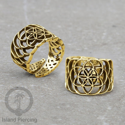 Cin-cin Kuningan motif Lotus, Mandala, Tree of Life Brass finger Rings