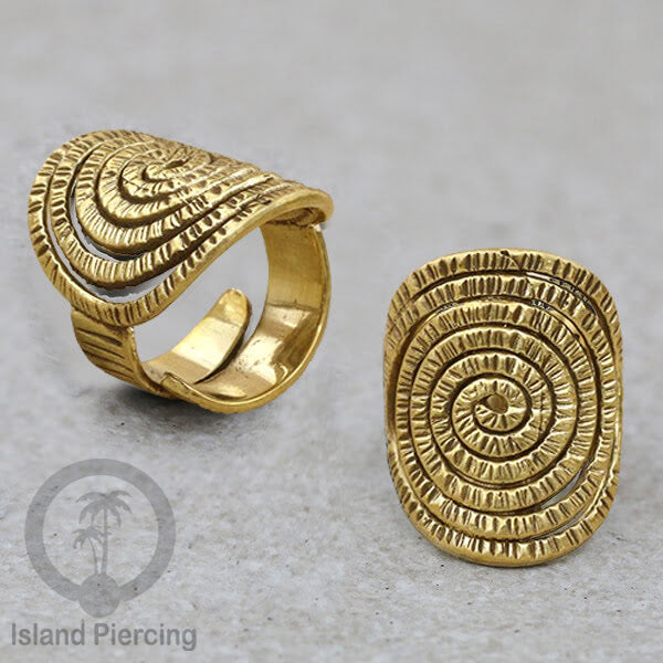 Cin-cin Kuningan motif etnik Brass finger Rings Ethnic style