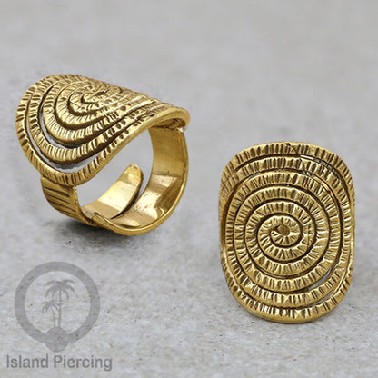 Cin-cin Kuningan motif etnik Brass finger Rings Ethnic style