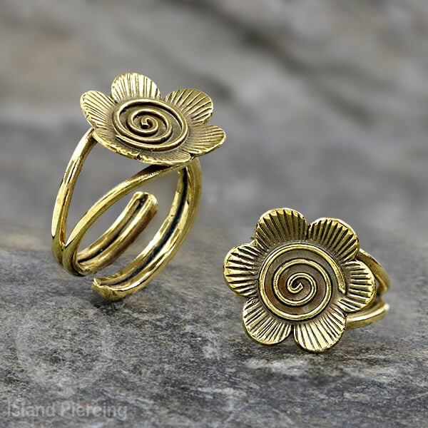 Cin-cin Kuningan motif Lotus, Mandala, Tree of Life Brass finger Rings