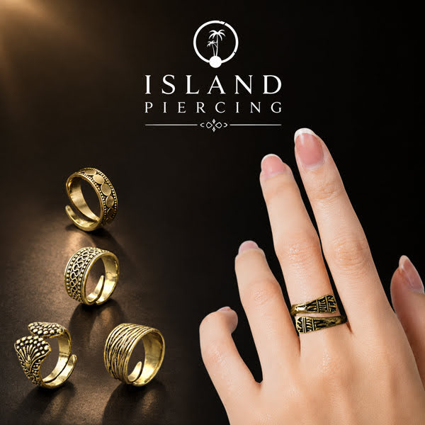 Cin-cin Kuningan motif Bali Brass finger Rings Bali style