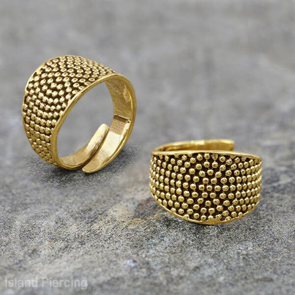 Cin-cin Kuningan motif etnik Brass finger Rings Ethnic style